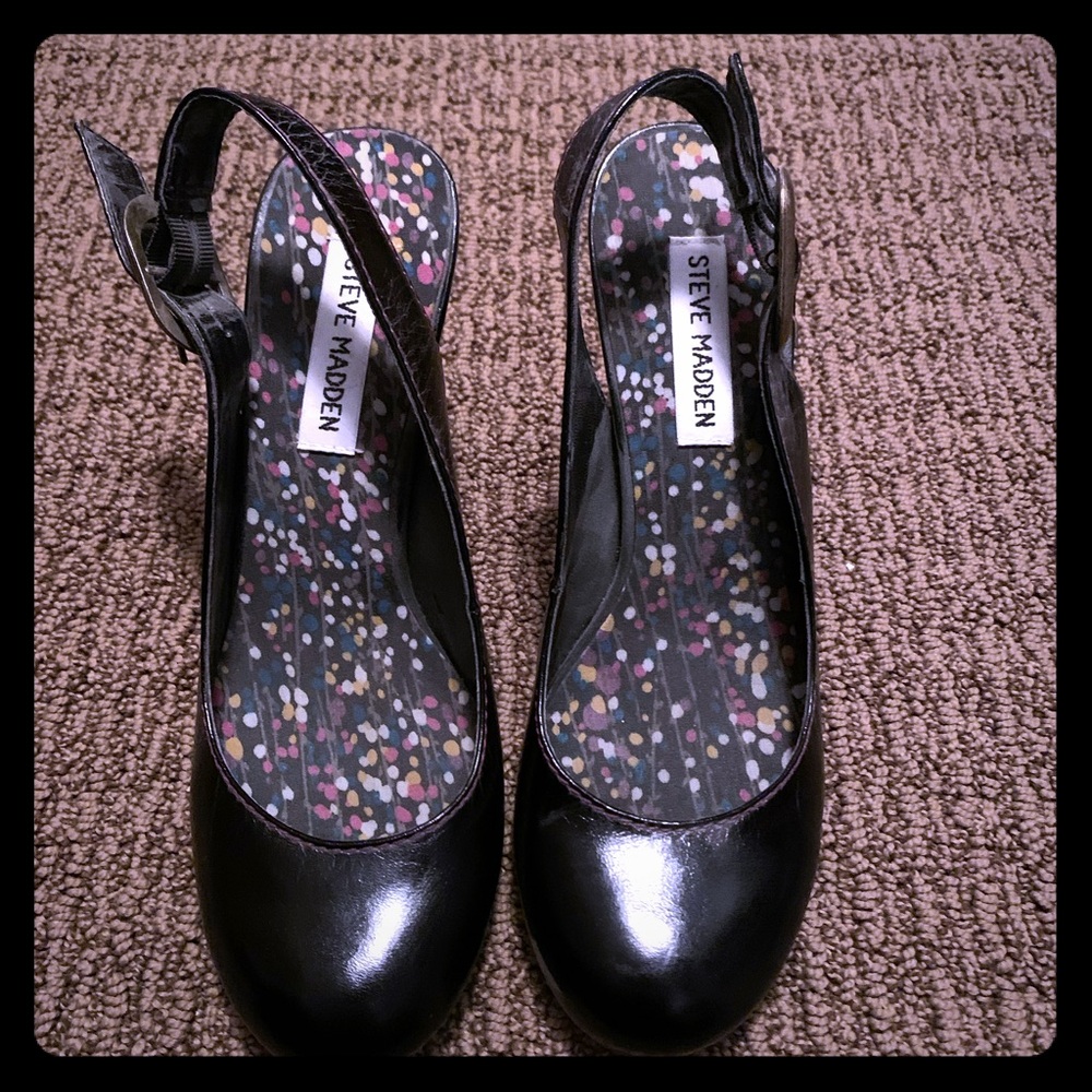 Steve Madden black heels with rounded toe